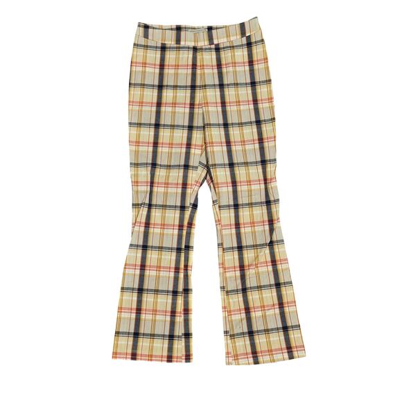 Urband Outfitters yellow blue plaid ankle pants Womens 6 medium retro cotton - Picture 1 of 8
